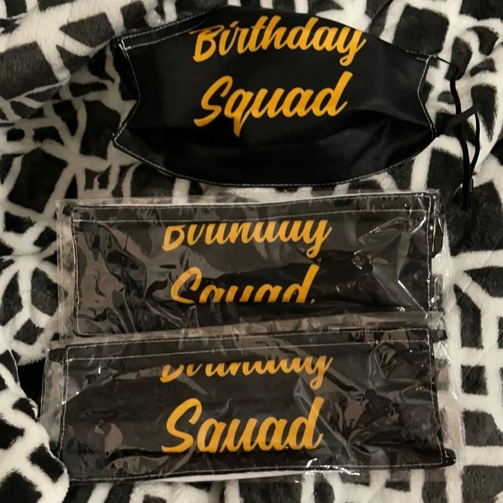 New set/3 Birthday Squad face masks